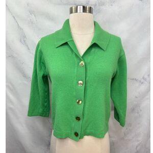 Jantzen 50s Wool Cardigan Sweater 38 M Grandma Vintage USA Retro Green 1950s